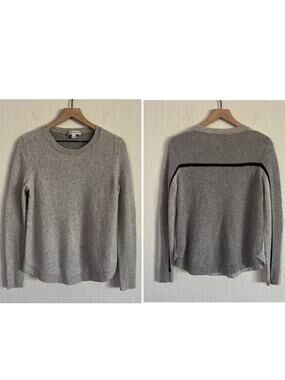 White + Warren 100% Cashmere Long Sleeve Crewneck Sweater Large Speckled Stripe